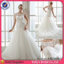 Real Romantic Sexy Satin Bodice Design Pleating A-line Kelly's Bridal Wedding Dresses